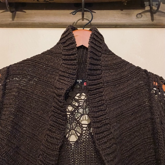 🪶OGO Geral Paris Boho Crochet Bell-Sleeve Sweater Cardigan-S/M - Picture 7 of 16